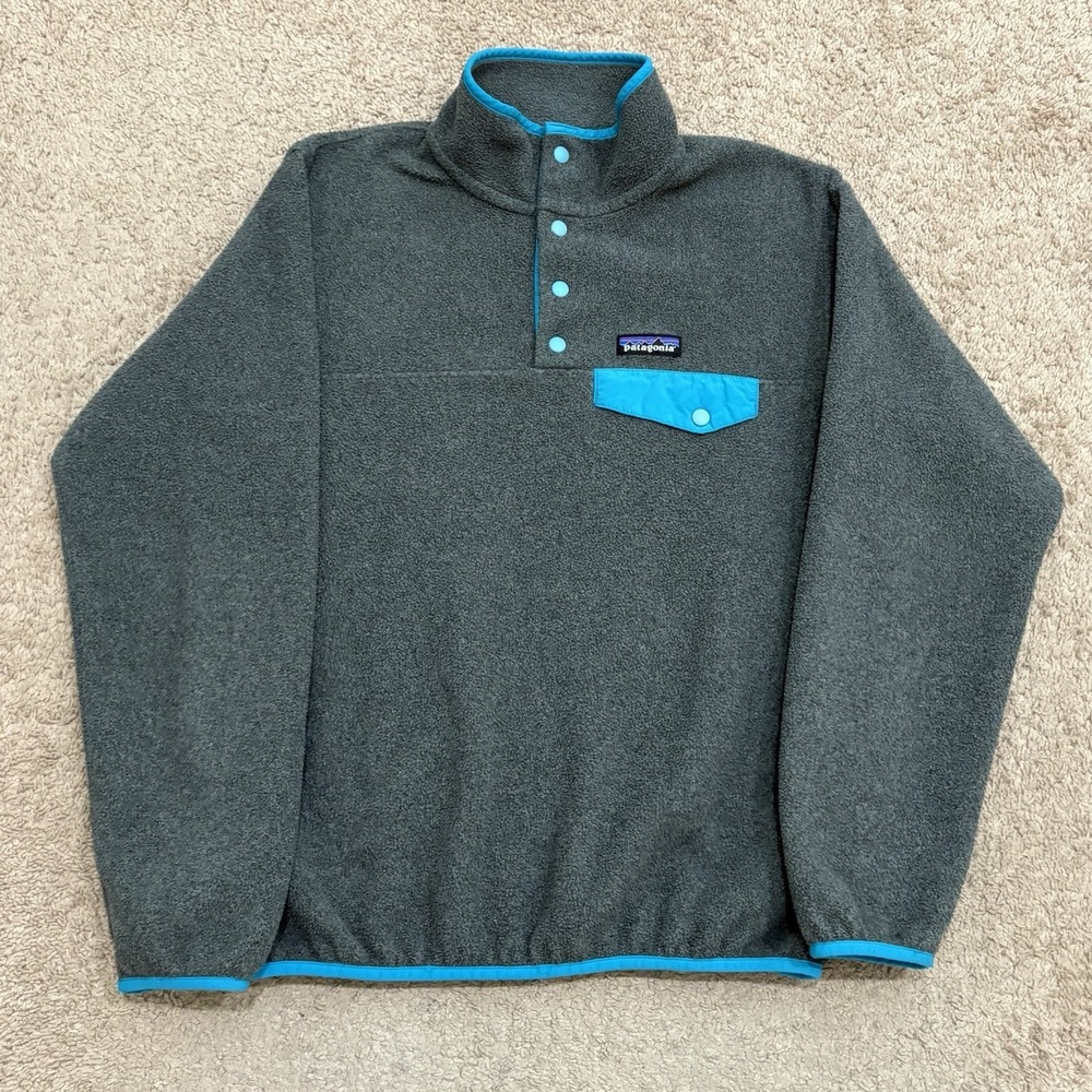 Patagonia Synchilla Snap-T Sweatshirt Women's Small Gray Teal Fleece Pullover